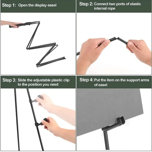 Easel Stand for Wedding Sign Poster 63'' for Floor Adjustable Metal Black - Picture 2 of 5